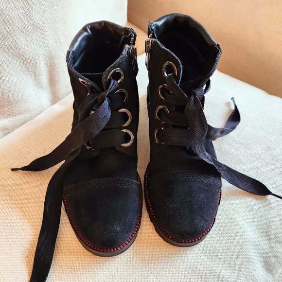 Zadig & Voltaire Black Suede Low Combat-Style Boots - EUC - Picture 1 of 14